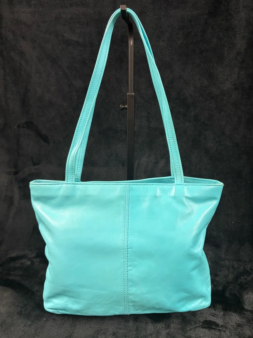 Vintage Toni Genuine Leather Turquoise Shoulder Tote Bag Y2K Aqua